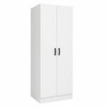 Guardaroba in MDF con 2 Ante e Asta Appendiabiti - 60x42x180 cm, Bianco
