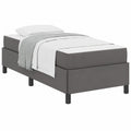 Letto Singolo Grigio 90x200 cm con Materasso in Tessuto e Struttura in Legno