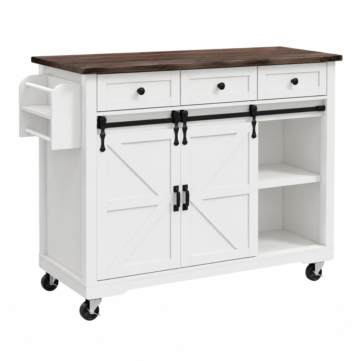 Carrello da cucina multifunzione con piano estensibile e cassetti