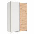 Armadio Systema a 2 Ante Scorrevoli, Rovere e Bianco Laccato, 150x223x67 cm, Made in Italy