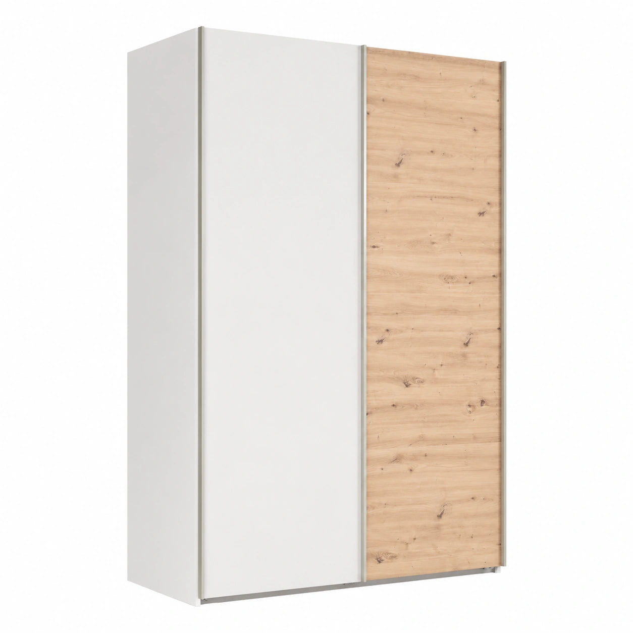 Armadio Systema a 2 Ante Scorrevoli, Rovere e Bianco Laccato, 150x223x67 cm, Made in Italy
