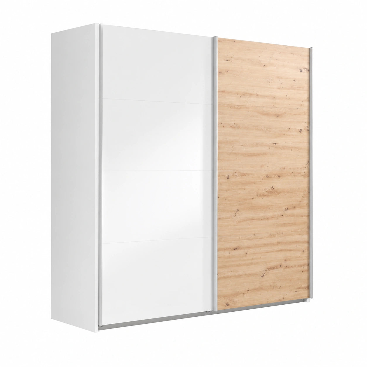 Armadio 2 Ante Scorrevoli Oak Mielato e Bianco, 250x223x67 cm, Made in Italy