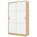 Armadio Guardaroba Scorrevole Salvaspazio 5 Ripiani e Asta, Bianco Rovere, 120x50x200 cm