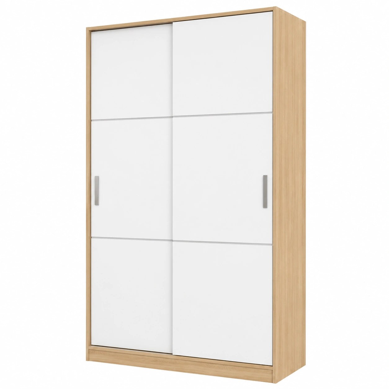 Armadio Guardaroba Scorrevole Salvaspazio 5 Ripiani e Asta, Bianco Rovere, 120x50x200 cm