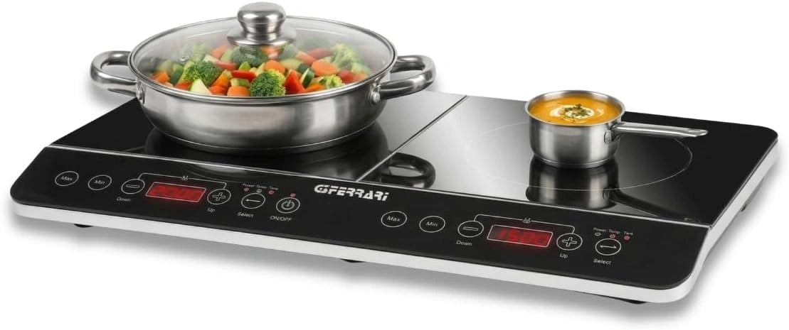G3, Piano cottura a induzione, 3500W, 6,5 cm, con display digitale, Nero/Grigio