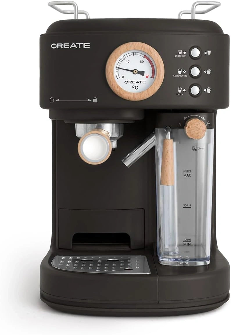 CREATE THERA RETRO, Macchina da caffè, 1250 W, 1,5 l, 20 bar, automatico, Nero
