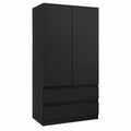 Guardaroba Moderno Nero con Cassetti - Spazio di Archiviazione Versatile 90x50x180 cm