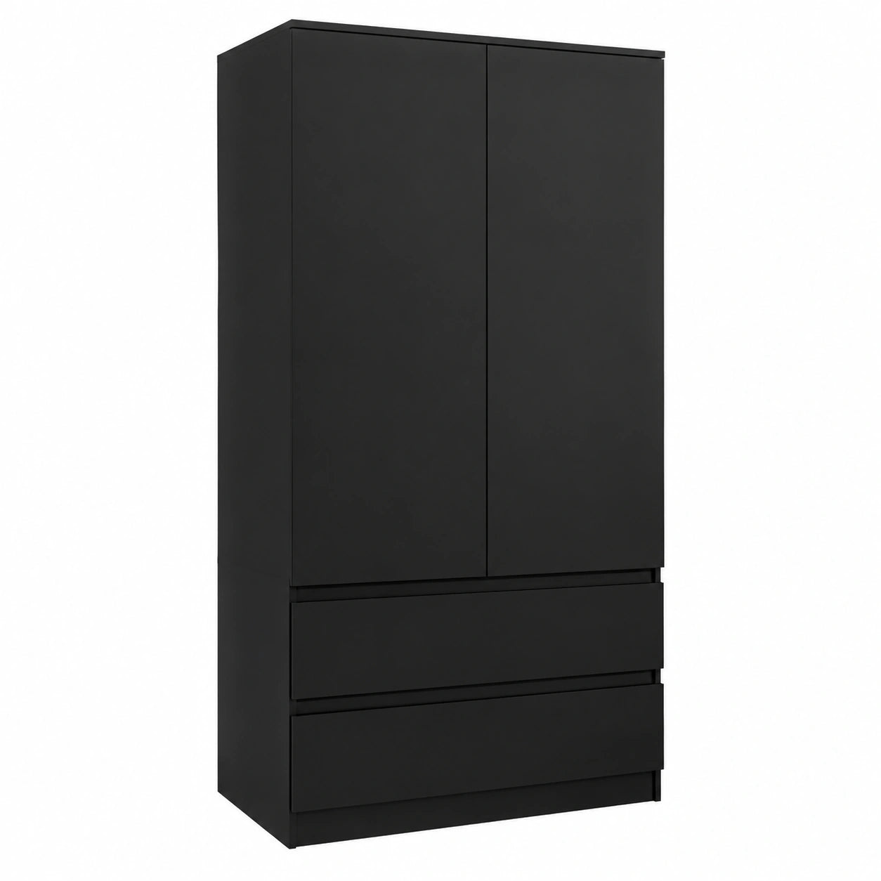 Guardaroba Moderno Nero con Cassetti - Spazio di Archiviazione Versatile 90x50x180 cm