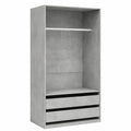 Guardaroba Moderno Grigio Cemento con Cassetti e Appendiabiti in Truciolato 100x50x200 cm