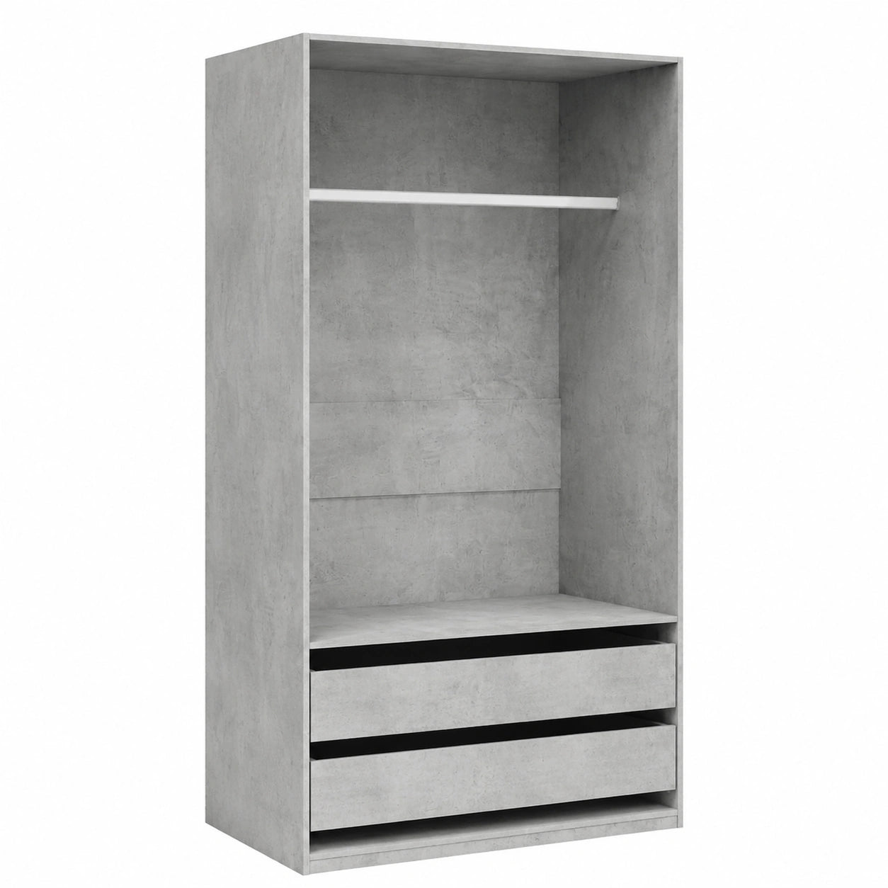 Guardaroba Moderno Grigio Cemento con Cassetti e Appendiabiti in Truciolato 100x50x200 cm