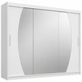 Armadio Elypse 250 con Ante Scorrevoli e Specchio per Camera da Letto - Design Moderno con Ripiani e Appendiabiti - 250x200x62 cm - Finitura Bianco Opaco