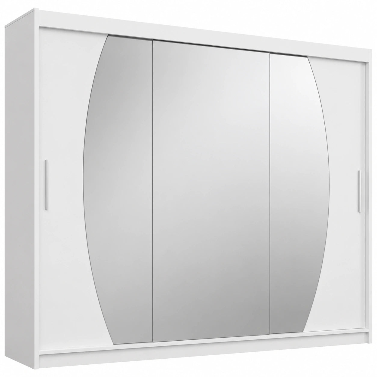 Armadio Elypse 250 con Ante Scorrevoli e Specchio per Camera da Letto - Design Moderno con Ripiani e Appendiabiti - 250x200x62 cm - Finitura Bianco Opaco