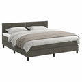 Letto Matrimoniale 180x200 cm con Materasso Imbottito in Velluto Grigio Scuro