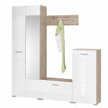 Armadio Completo Tiriolo in Legno Laminato Bianco Lucido e Rovere Sabbia
