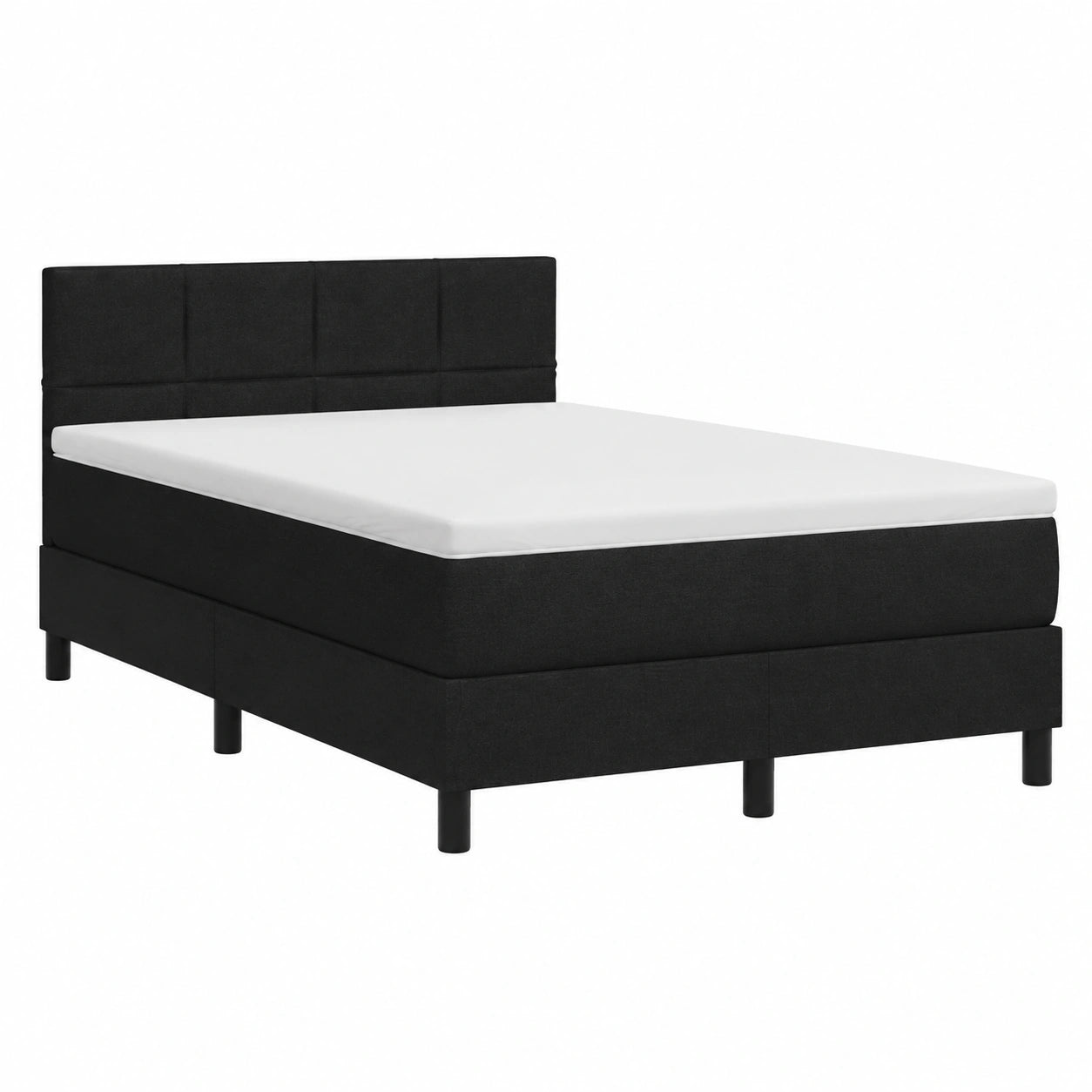 Letto Matrimoniale Imbottito 120x200 cm con Materasso e LED Nero