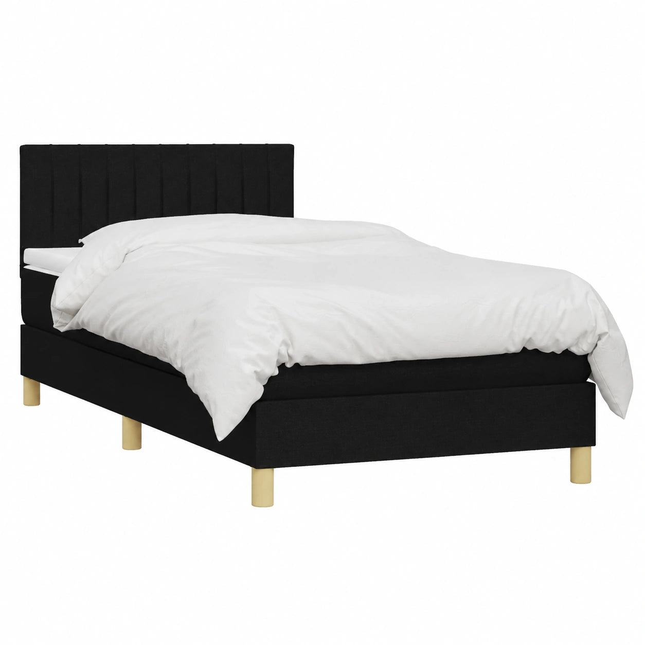 Letto a Molle 100x200 cm con LED e Materasso Incluso, Nero, Design Moderno