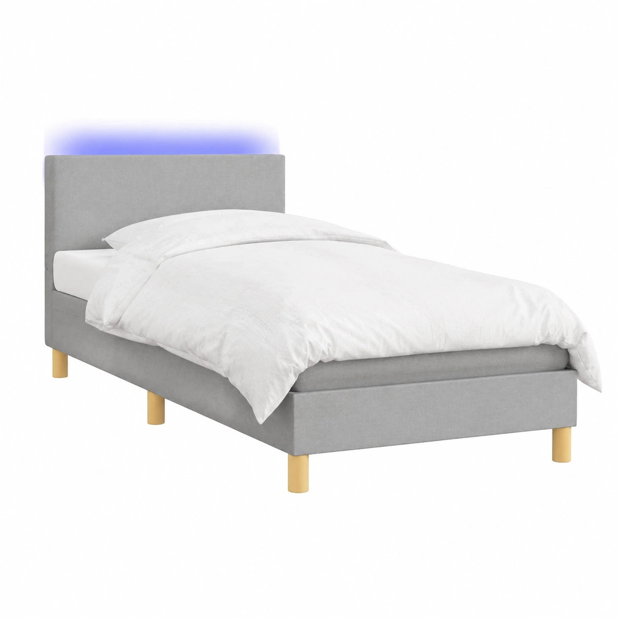 Letto a Molle con Materasso e LED, 90x200 cm, Grigio Chiaro