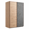 Armadio Scorrevole LAFABRICA 2 Ante, 150x223x67 cm, Rovere Miele e Grigio, Made in Italy