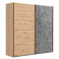 Armadio Rovere Mielato e Grigio Tadao 250x223x67 cm con Ante Scorrevoli