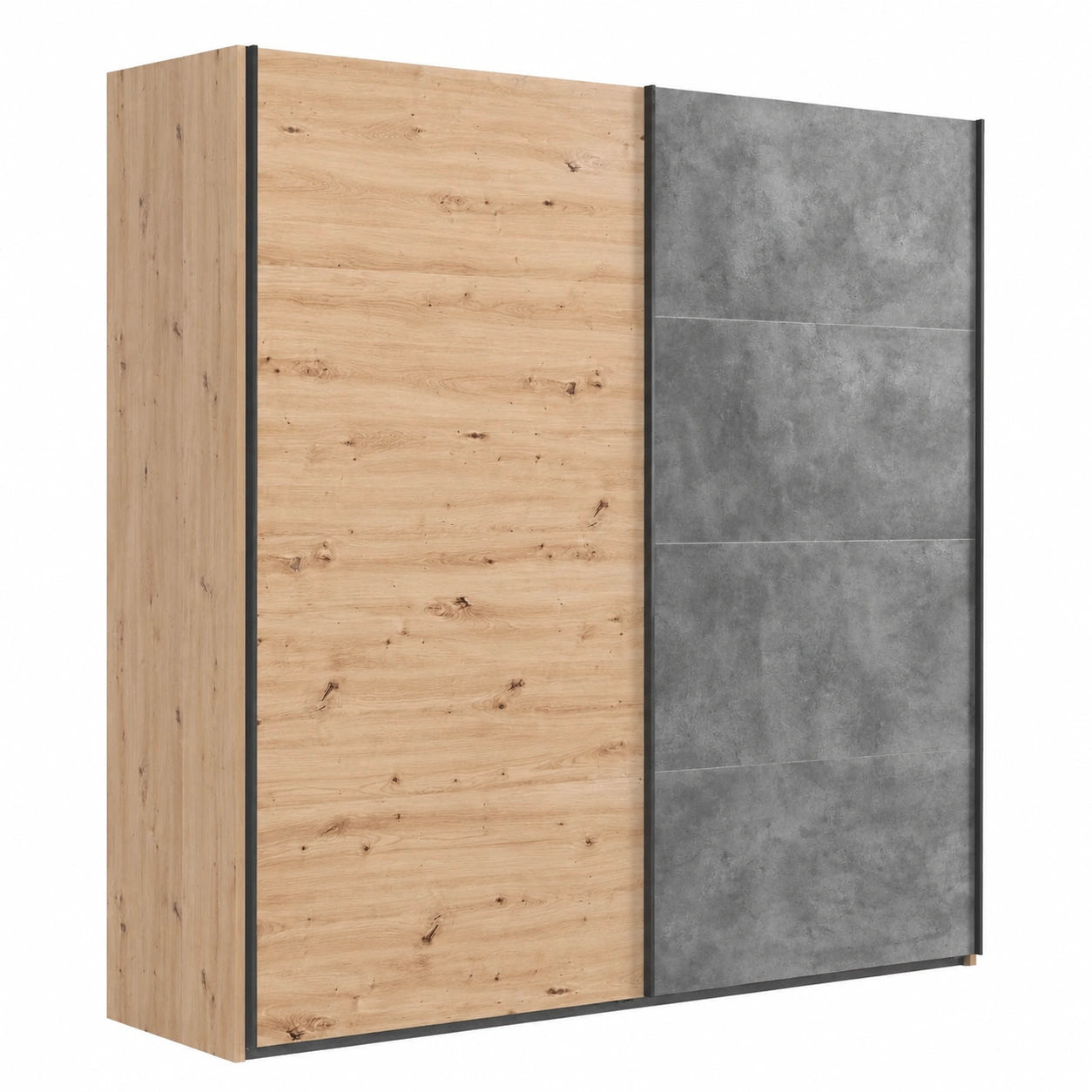 Armadio Rovere Mielato e Grigio Tadao 250x223x67 cm con Ante Scorrevoli