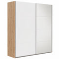 Composad Armadio 2 Ante Scorrevoli con Specchio, 250x223x67 cm, Bianco Top Matt e Rovere Mielato