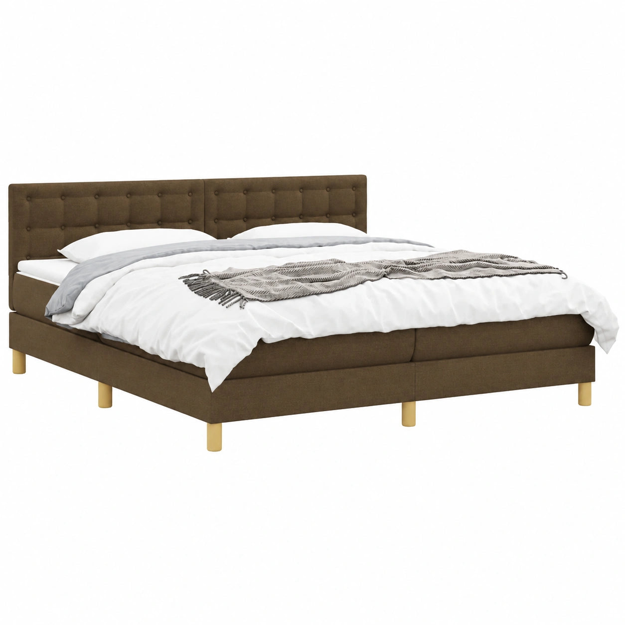 Set Camera da Letto Completo, Letto Matrimoniale con Materasso in Tessuto Marrone Scuro 200x200 cm