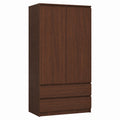 Armadio Guardaroba STAR S 90 cm con 2 Ante e Cassetti, Ripiani e Asta, Design Moderno Wengé