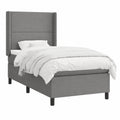 Set camera da letto con letto matrimoniale e materasso in tessuto grigio scuro 100x200 cm