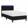 BAZZI Letto a molle 90x190 cm con materasso e luci LED, struttura in velluto nero, camera matrimoniale elegante