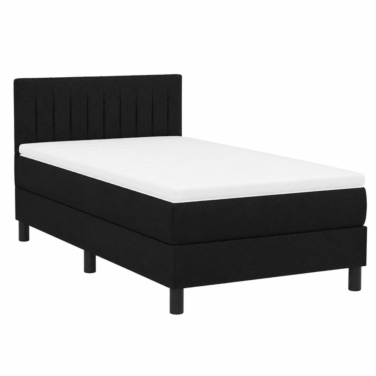 Letto Singolo 90x190 cm con Materasso e LED, Design Moderno, Struttura in Tessuto Nero
