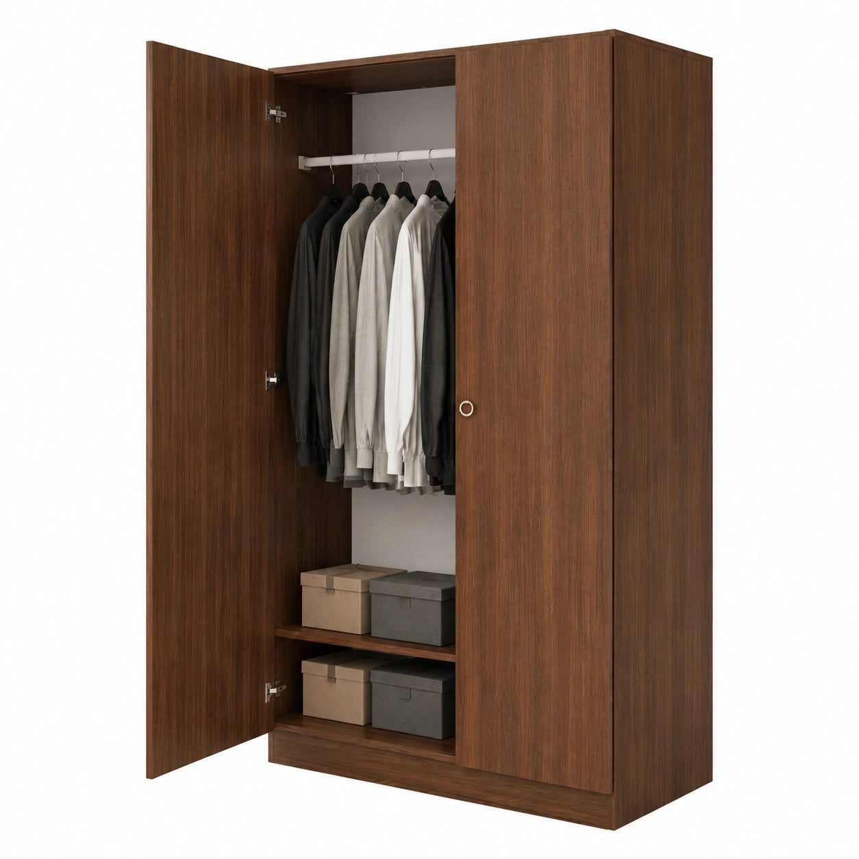 Armadio Moderno 2 Ante con Ripiani e Appendiabiti 180x90x60cm per Camera e Ingresso