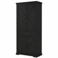 Credenza Moderna Nera con Ripiani Regolabili e Cassetti, Mobile Dispensa per Cucina e Soggiorno, 77x40x184 cm