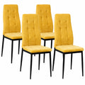 Set 4 Sedie Tessuto Giallo per Sala da Pranzo e Ufficio