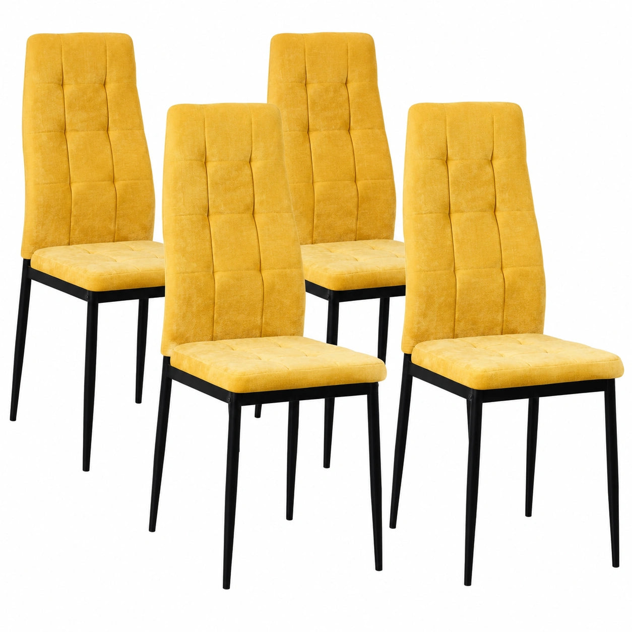 Set 4 Sedie Tessuto Giallo per Sala da Pranzo e Ufficio