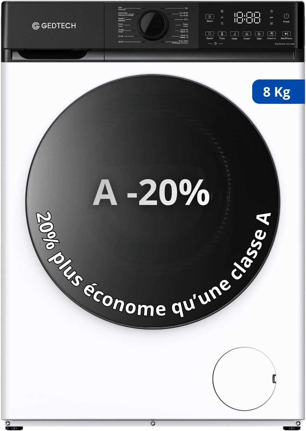 Lavatrice, 8 kg, Bianco