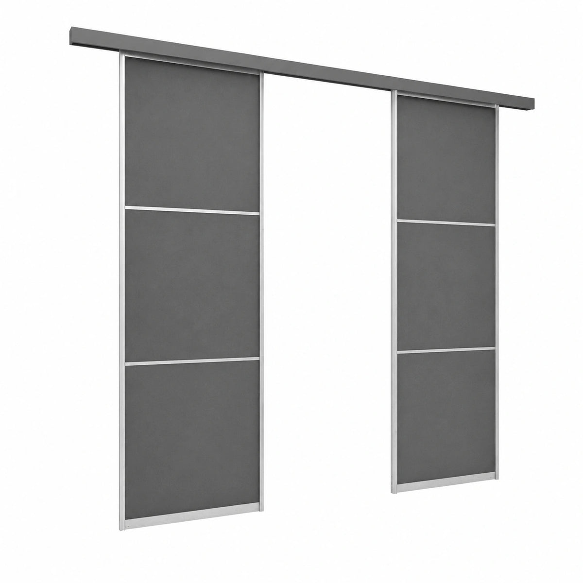 Porta scorrevole su misura a due ante, larghezza max 198 cm, altezza max 280 cm, colore grigio