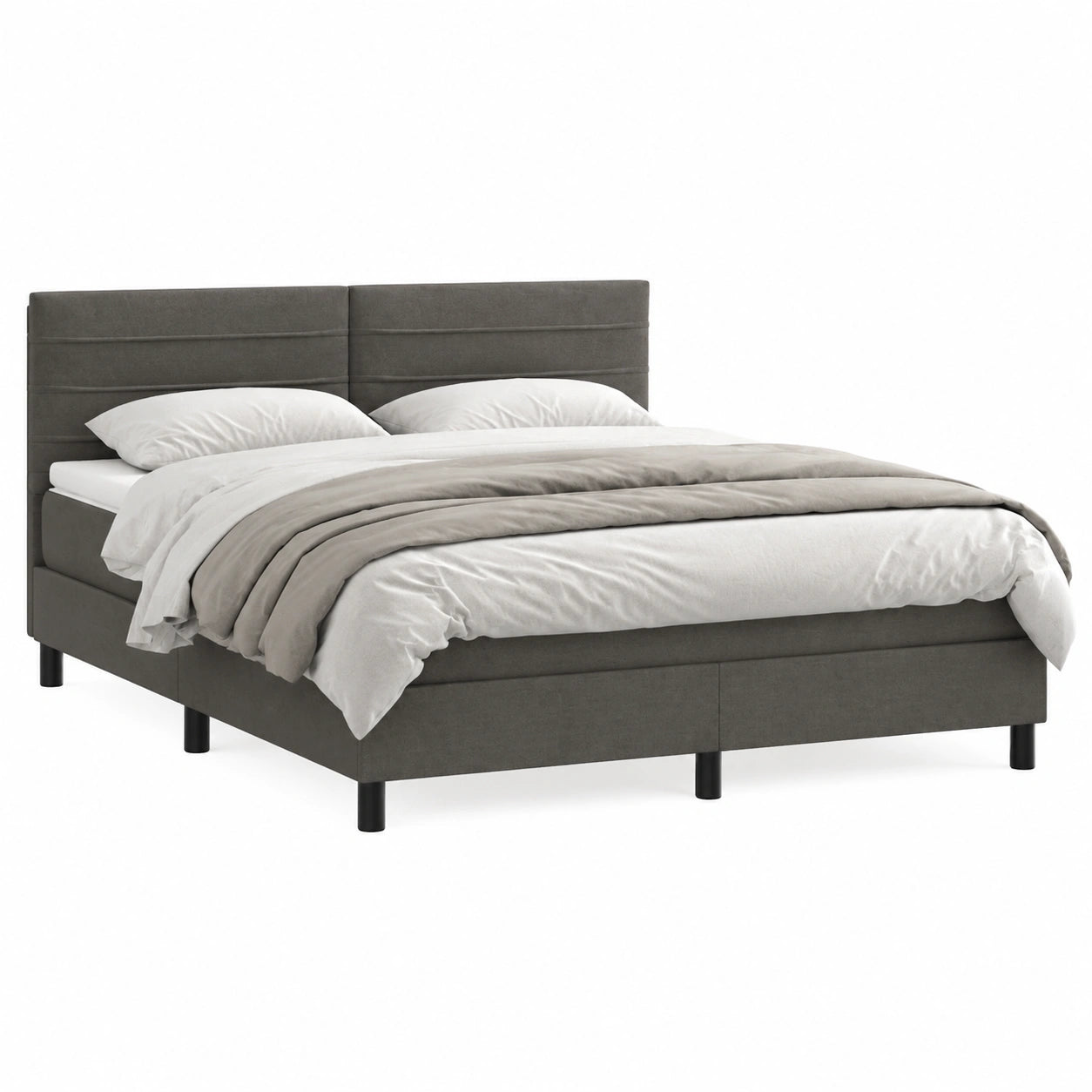 Letto Matrimoniale con Materasso e LED, Grigio Scuro 140x190 cm, Ideale per Camera da Letto