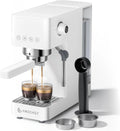 AMZCHEF, Macchina da caffè, 1,5L, 20 bar, Bianco