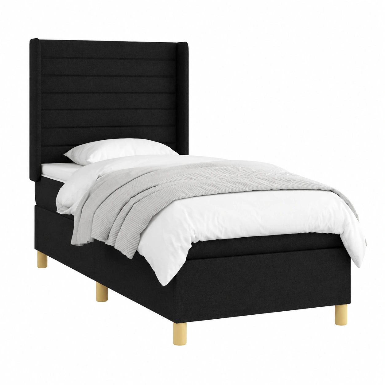 Letto Matrimoniale Nero con Materasso 100x200 cm e LED, Design Moderno