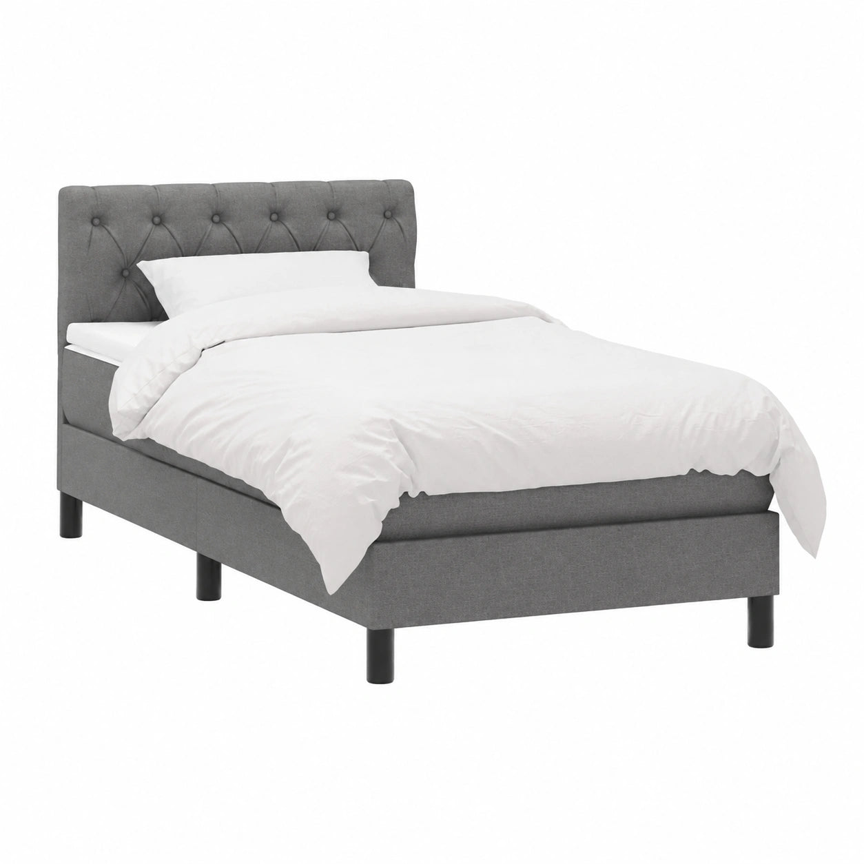 Letto Matrimoniale Completo con Materasso in Tessuto Grigio Scuro 80x200 cm per Camera da Letto Moderna