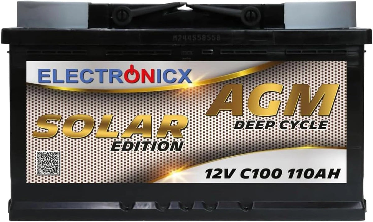 Electronicx AGM, Batteria ricaricabile, 12V, 110Ah, 190 mm