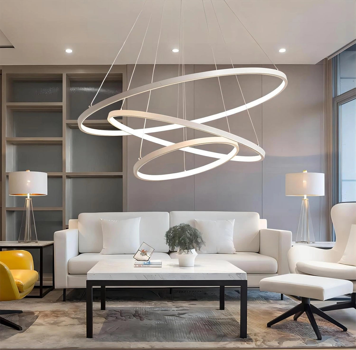 Lampadario, Lampada LED, 115W, 80cm, con telecomando, a LED, regolabile, Bianco
