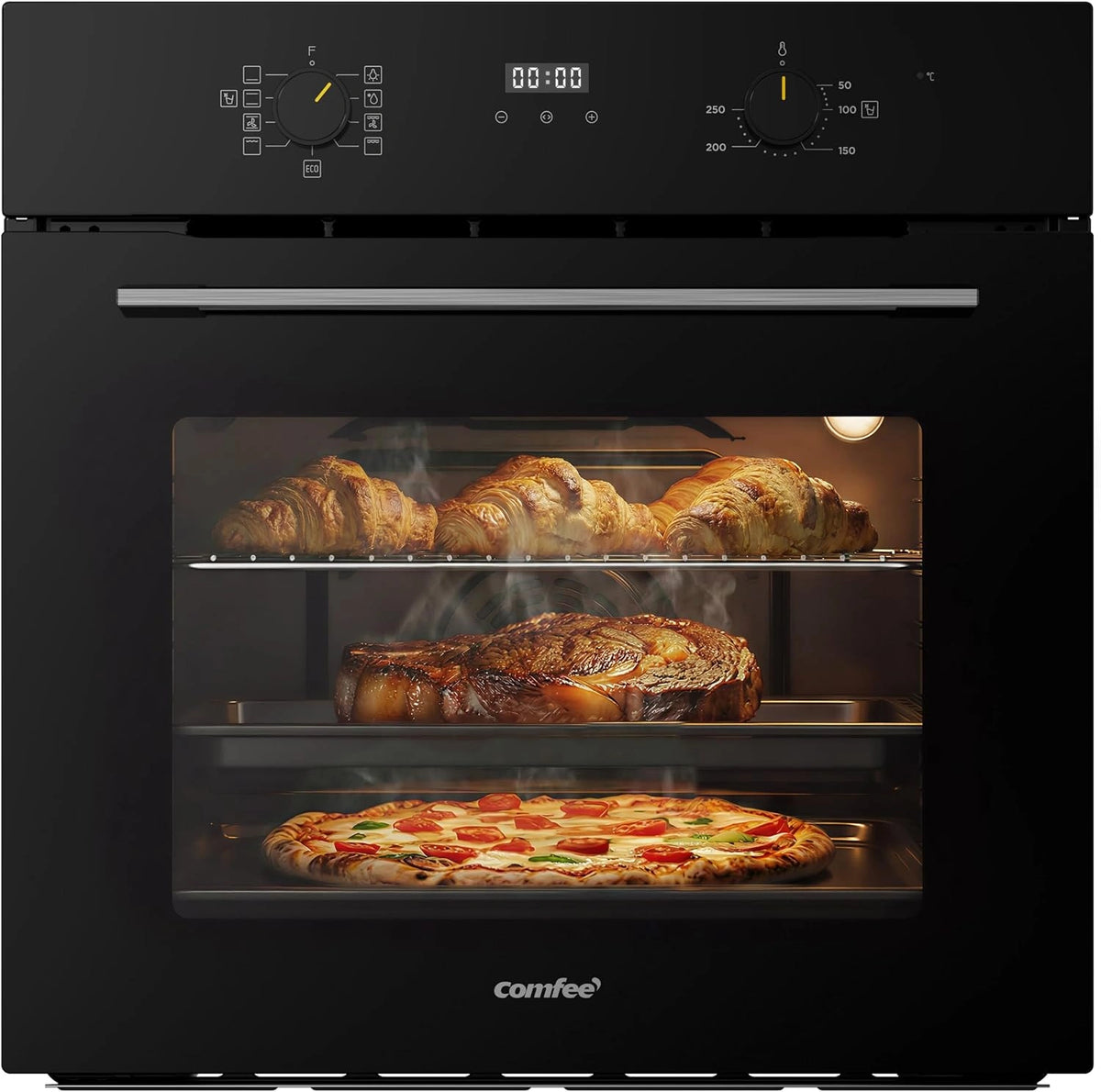 COMFEE', Forno elettrico, 70L, con display digitale, a LED, multifunzione, Nero