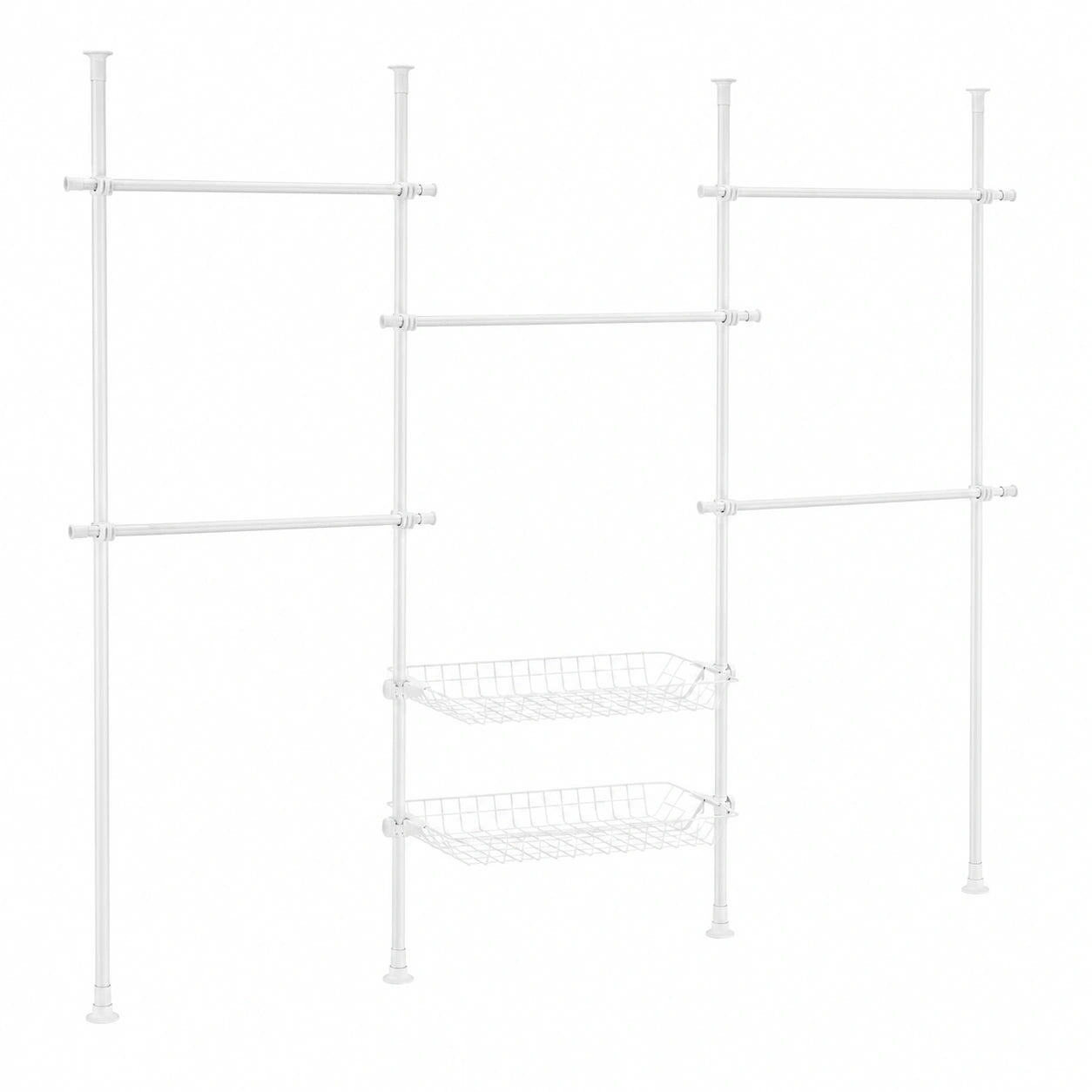 Appendiabiti Telescopico SoBuy con Ripiani Regolabili, Stand Robusto per Camera da Letto, Bianco KLS04-II-W