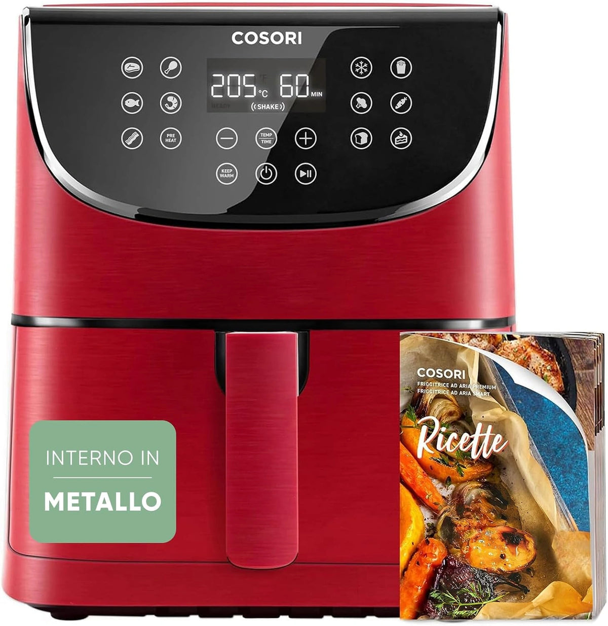 Cosori, Friggitrice ad aria, 1700W, 5,7 L, Rosso