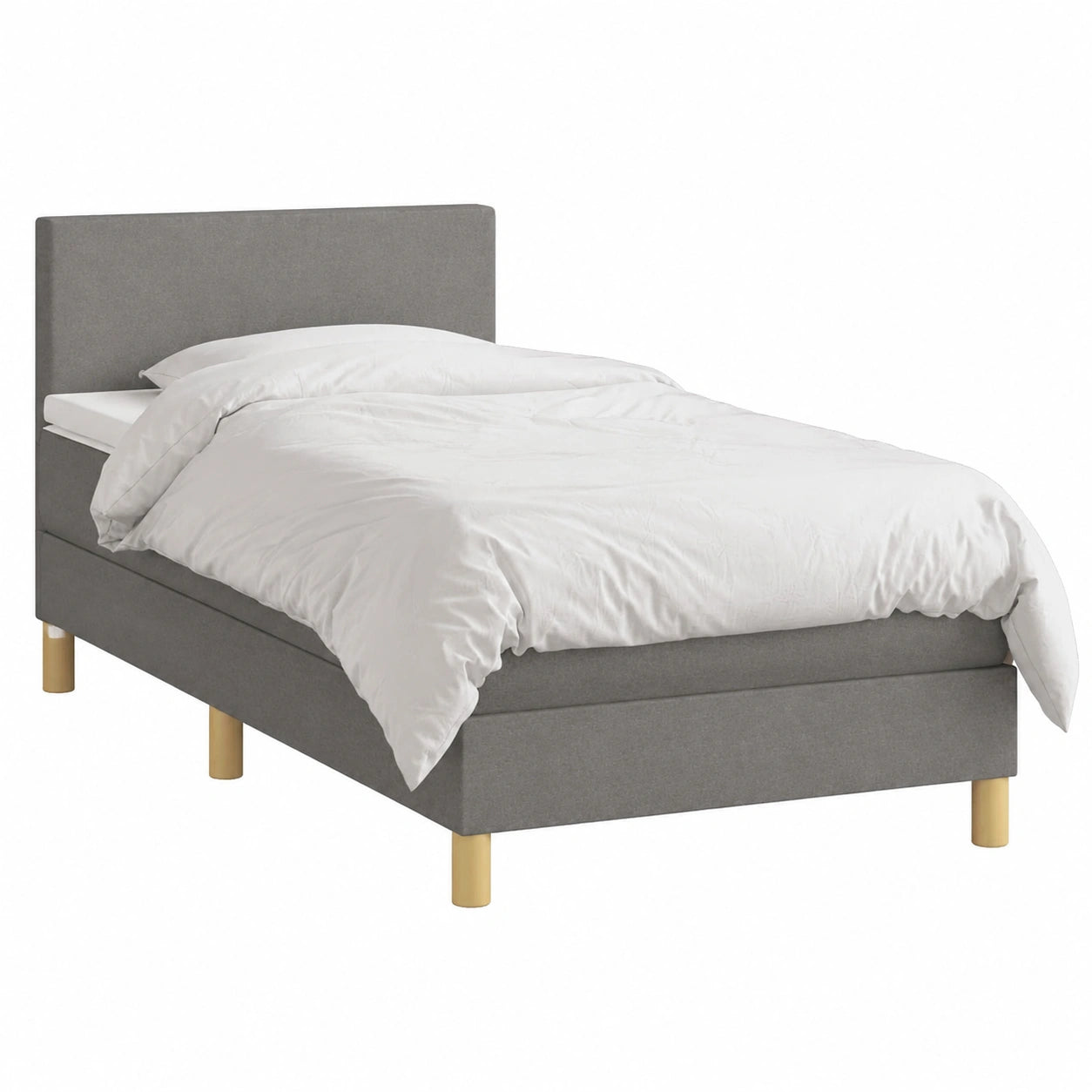 Letto imbottito 100x200 cm con materasso e LED, colore grigio scuro