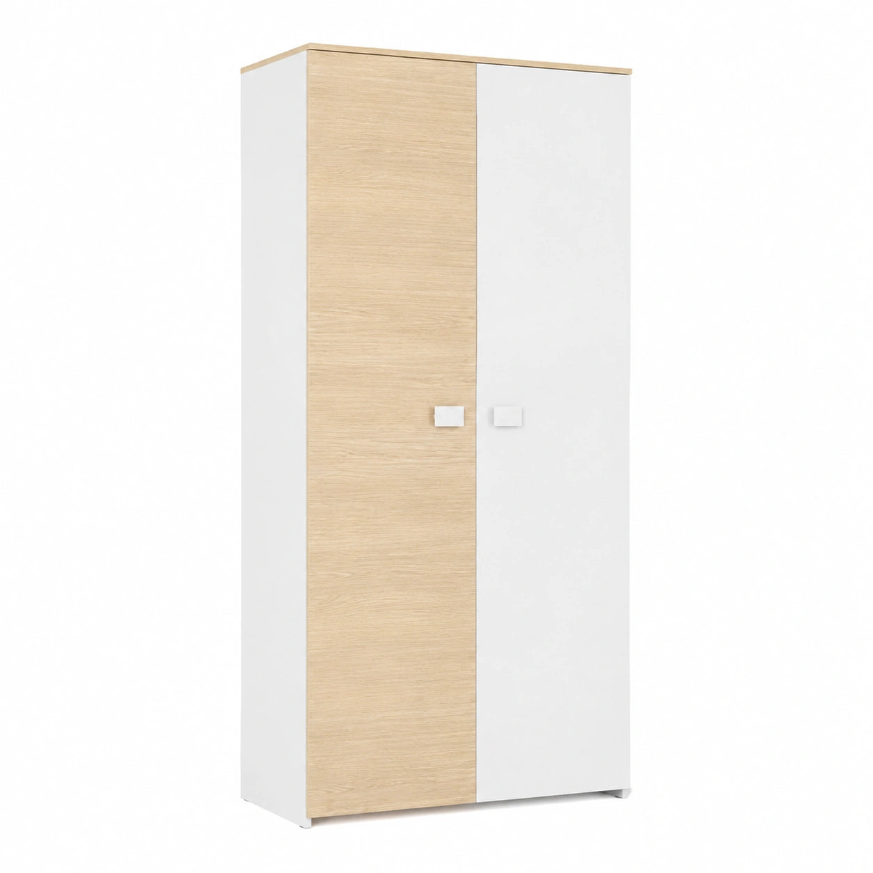 Dmora - Armadio 2 Ante Auernig, Camera da Letto, Cabina Armadio, 90x53x202 cm, Bianco e Rovere