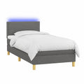 Letto Matrimoniale BAZZI con Molle e LED, 100x200 cm, Materasso Incluso, Grigio Scuro