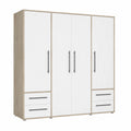 Armadio Fathie in Legno Laminato con Ante e Cassetti, 206x200x59 cm