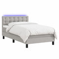 Letto Matrimoniale BAZZI con Materasso e LED, 90x200 cm, Grigio Chiaro